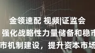金领速配 视频|证监会最新发声：强化战略性力量储备和稳市机制建设，提升资本市场内在稳定性